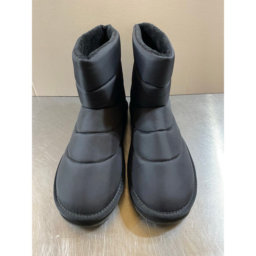 Womens Lands End Black Puffy Quillted Slipper Booties Faux Fur Lined 11 - Picture 3 of 7